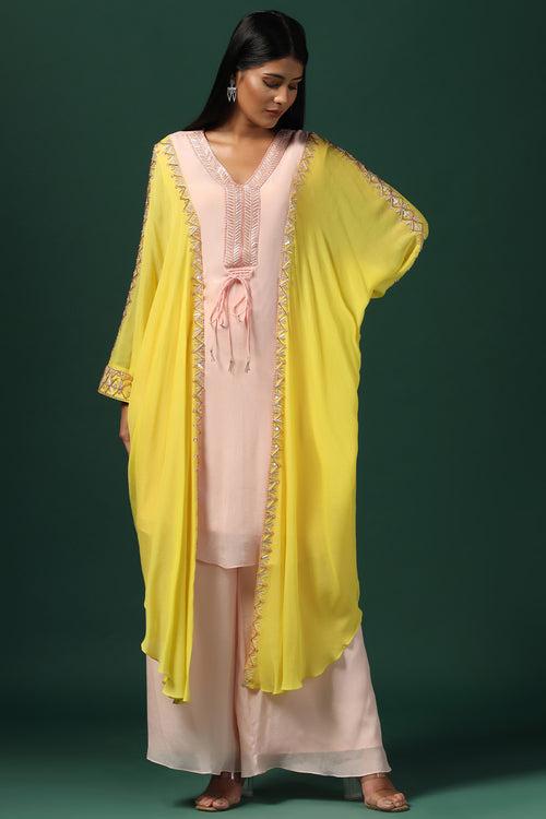 YELLOW & PINK KAFTAN SET WITH PANTS