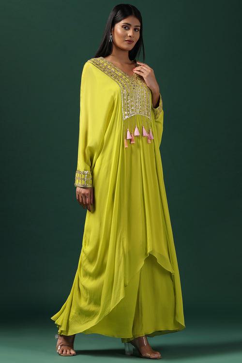 GREEN KAFTAN SET WITH PANTS