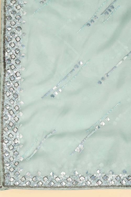 POWDER BLUE UNSTITCHED SUIT WITH BOTTOM FABRIC & DUPATTA