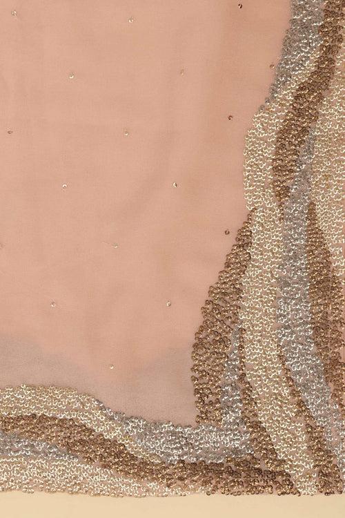 PEACH UNSTITCHED SUIT WITH BOTTOM FABRIC & DUPATTA