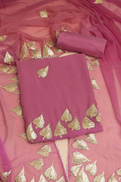 DEEP PINK UNSTITCHED SUIT WITH BOTTOM FABRIC & DUPATTA