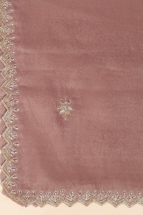 PEACH UNSTITCHED SUIT WITH BOTTOM FABRIC & DUPATTA