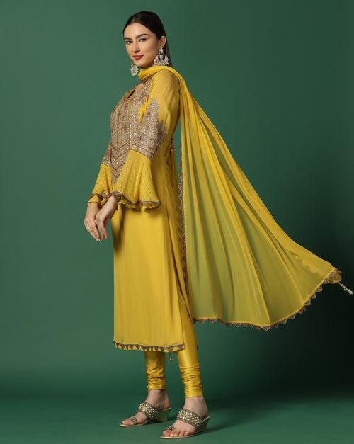 Haldi Nakshi Churidaar Kurta Set