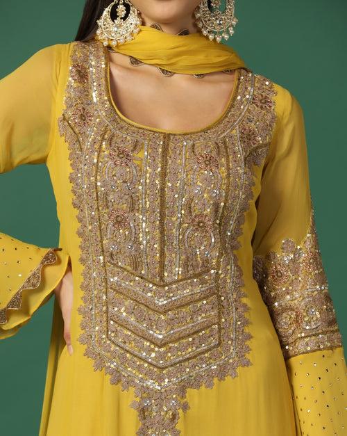 Haldi Nakshi Churidaar Kurta Set