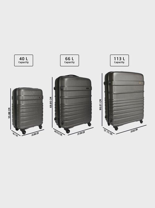 Urban Tribe ELECTRO Set of 3 Luggage 20", 24" & 28" Hardsided Suitcase Trolley (Charcoal)