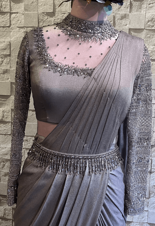 Jessy Drape Gown - Stone Grey