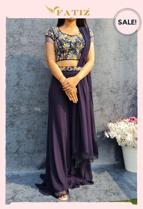 Posies- Crop Top, Palazzo and Dupatta