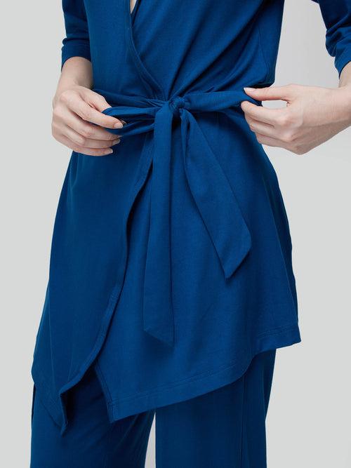 Blue Ease Wrap Top