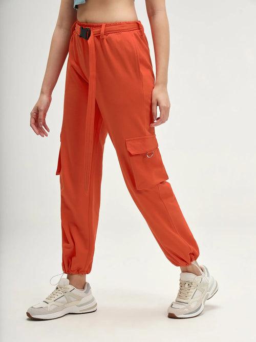 Jeju Scarlet Red Parachute Jogger Pants