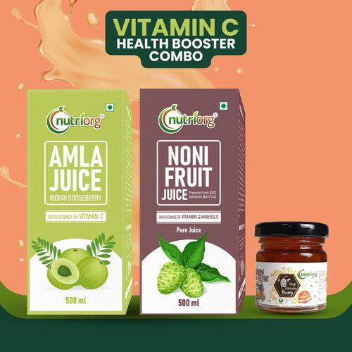 Vitamin C Health Booster Combo (Amla Juice 500ml, Noni Juice 500ml, Free Honey 50g)