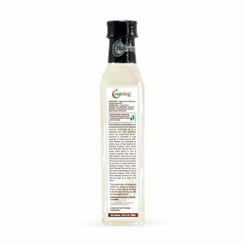 Nutriorg Certified Organic Extra Virgin Coconut Oil 250 ml | Wooden Cold-Pressed Oil