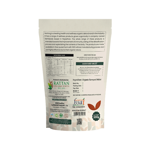 Nutriorg Organic Barnyard Millet 500g (Pack of 3*500g)