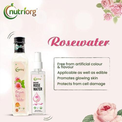 Nutriorg Organic Rose Water 250ml & Rose Water spray bottle 100ml