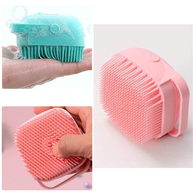 Siliconne masaage Bath Brush, Body Scrubber with Soap Dispenser Brush, Silicone Exfoliating Brushes, Soft Body Exfoliator, Bath Loofah for Babies, Kids, Women, Men and Pets (Multicolor) - Pack of 1