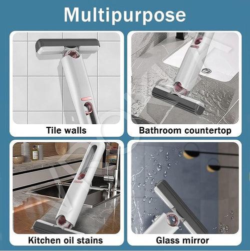 Mini Mop for Kitchen with 2 Sponges Portable Mini Mop Self Squeeze Strong Absorbent Magic Wiper for Kitchen Small Sponge Mop Self Squeezing Wet & Dry Use for Bathroom Wall Glass Car Table Home