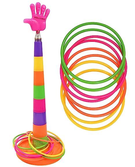 designarche 2 in 1 Ring Toss Game | Shape Sorter Color Recognition Aim and Strike Game - Multicolor