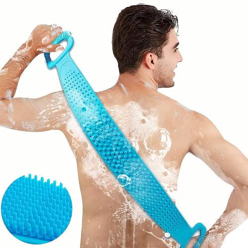 Silicone Body Scrubber Bath Body Cleaning Belt | Skin Brush Belt For Bathing Body Dirt Removal | For Kids Men's & Women Purple