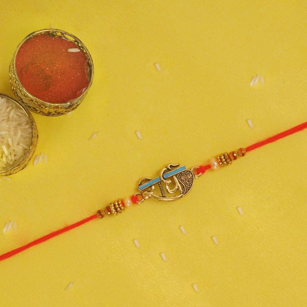 Designarche Handcrafted Antique Rakhi with Roli Chawal and Raksha Bandhan