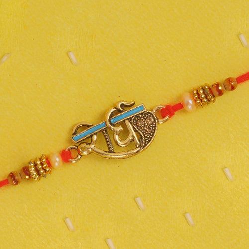 Designarche Handcrafted Antique Rakhi with Roli Chawal and Raksha Bandhan