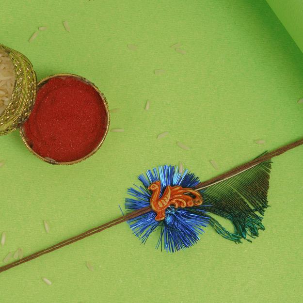 Designarche Handcrafted Antique Rakhi with Roli Chawal and Raksha Bandhan