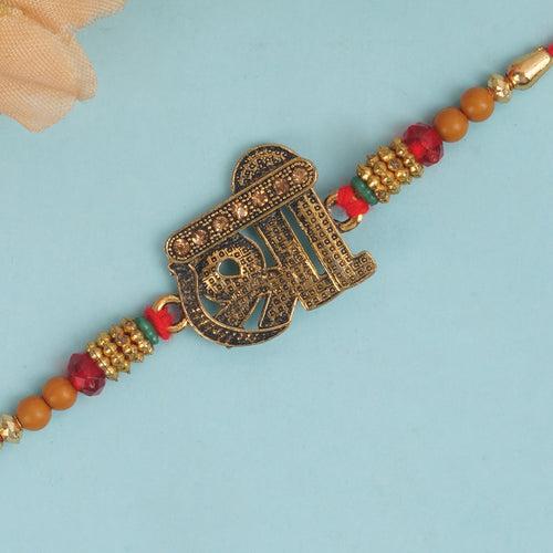 Designarche Handcrafted Antique Rakhi with Roli Chawal for Raksha Bandhan