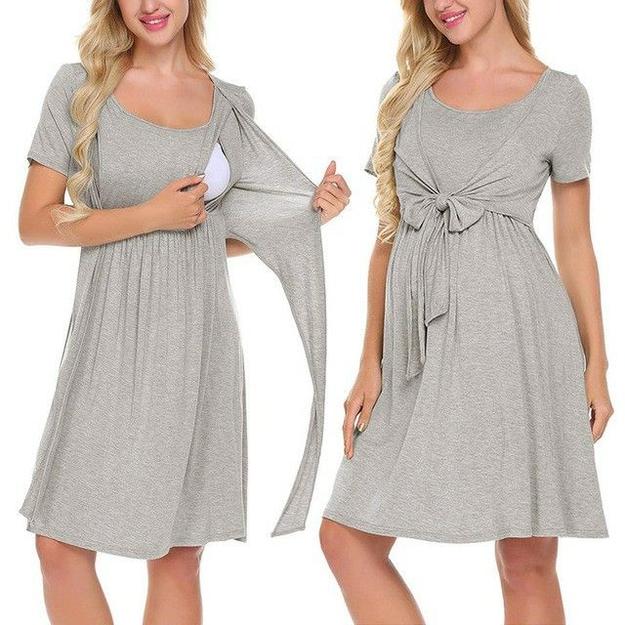 Designarche GREY Maternity Soft Hoisery Feeding Dress