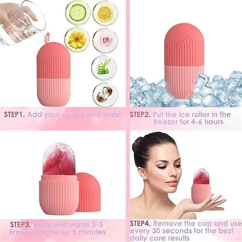 Ice Face Roller Silicone Facial Cube for Eyes Neck Massage Remove Dark Circle Pore Shrink Face Beauty Skin Care Ice Mould Kitchen Tools