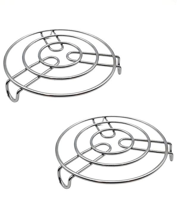 Stainless Steel Trivet Set of 2 | Steel Pot, Cooker, Donga Stands | Heat Resistant Hot Plate Dishes Holder Trivet Set | | Round Steamer Rack Stand | Round Steamer Rack Stand | Pack of 2 (2)