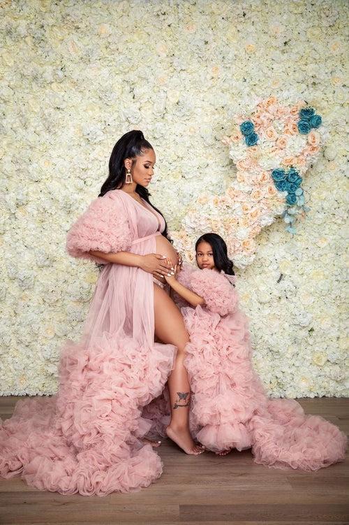 Rent A Sheer net baby pink maternity mother - daughter gown