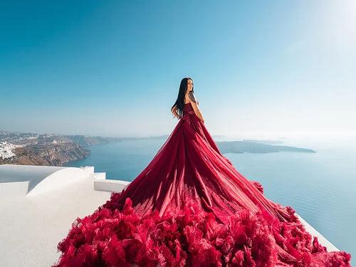 Red Cloud Dress Prewedding or proposal photoshoot Designarche Dress