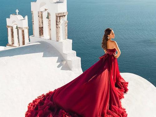 Red Cloud Dress Prewedding or proposal photoshoot Designarche Dress