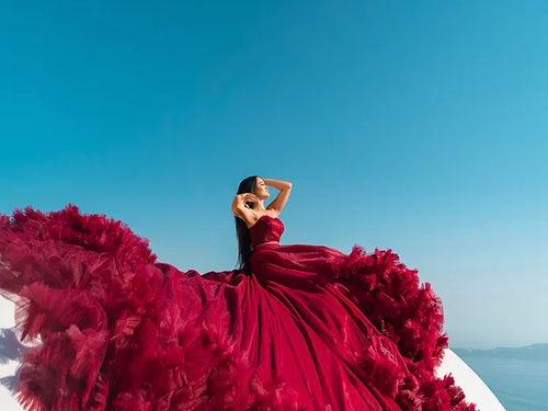 Red Cloud Dress Prewedding or proposal photoshoot Designarche Dress