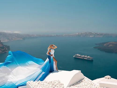 White and Blue Ombre Pre Wedding Designarche Dress