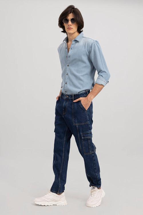 Hip Hop Blue Baggy Cargo Jeans | Relove