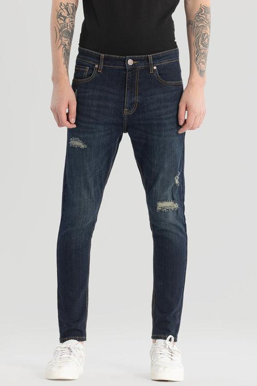 Navy Distressed Skinny Fit Jeans | Relove