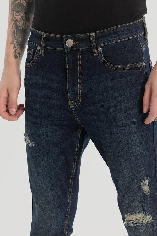 Navy Distressed Skinny Fit Jeans | Relove