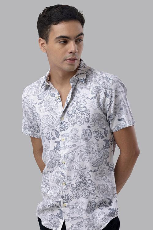 Grey Paisley White Shirt | Relove