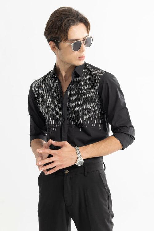 Dripping Beaded Black Shirt | Relove