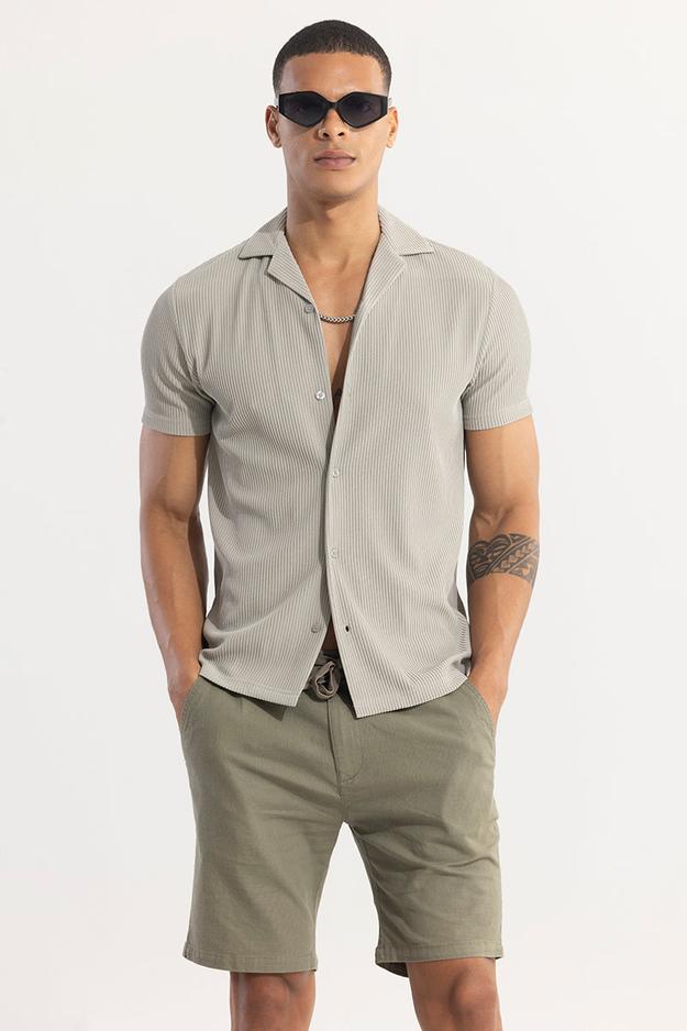 Parallel Rib Cloud Grey Shirt | Relove