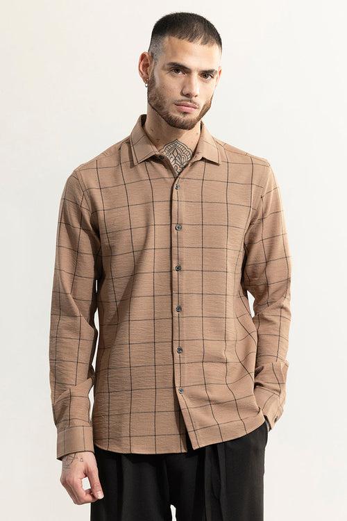 Grid Block Brown Checks Shirt | Relove