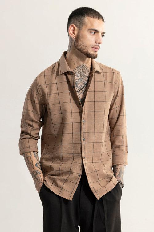 Grid Block Brown Checks Shirt | Relove