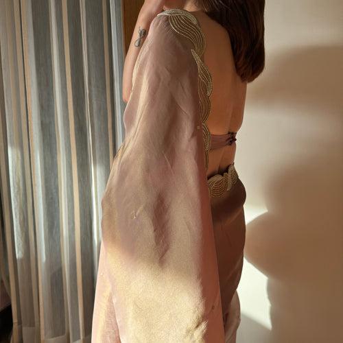 Blush Mauve Pearl Tissue Saree | Relove