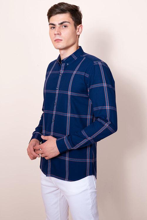 80's Block Navy Check Shirt | Relove