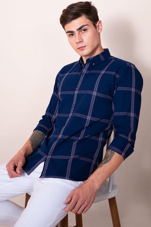 80's Block Navy Check Shirt | Relove