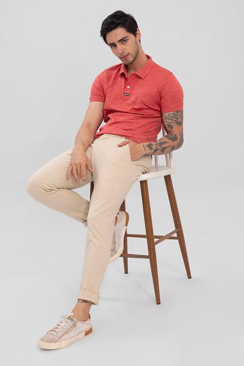 Felix Coral Red Polo T-Shirt | Relove