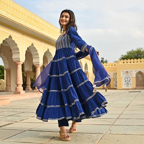 Sapphire Anarkali Kurta With Pant & Dupatta | Relove