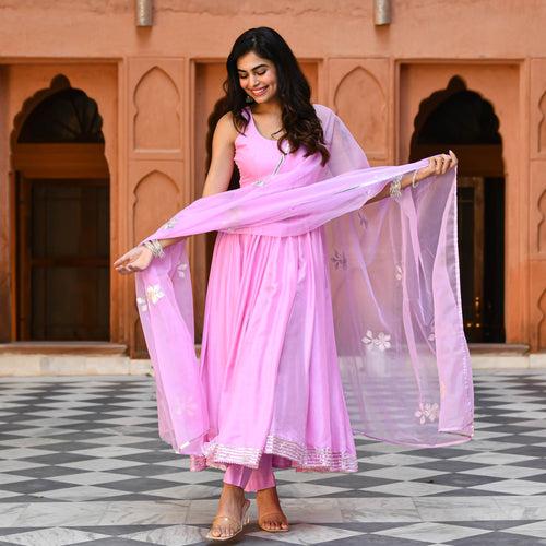 Bunaai Orchid pink Gota Salwar Suit | Relove