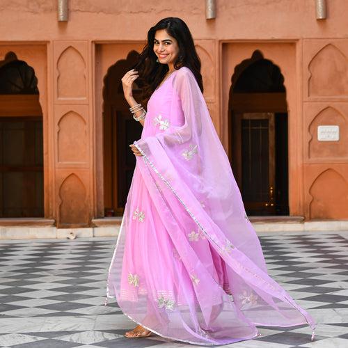 Bunaai Orchid pink Gota Salwar Suit | Relove