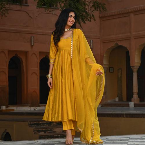 Bunaai Beautiful Yellow Salwar Suit | Relove