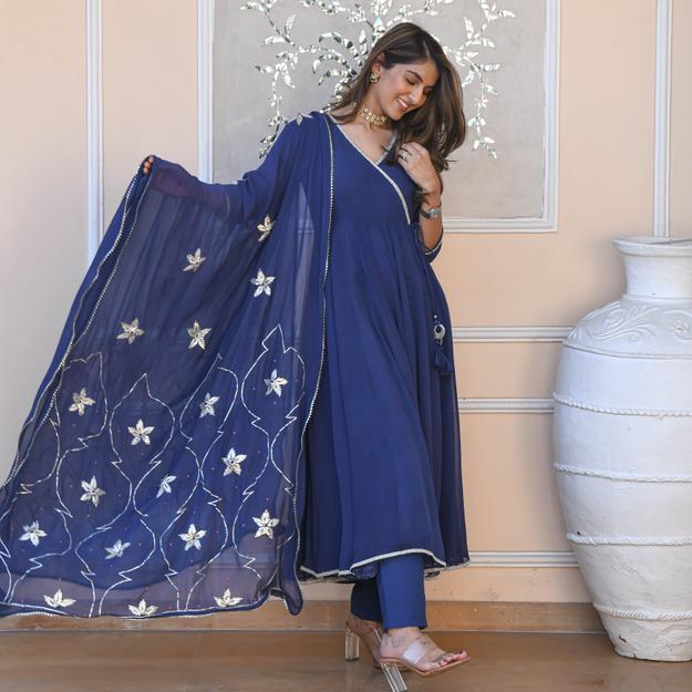 Bunaai Light Blue Georgette Suit Set | Relove